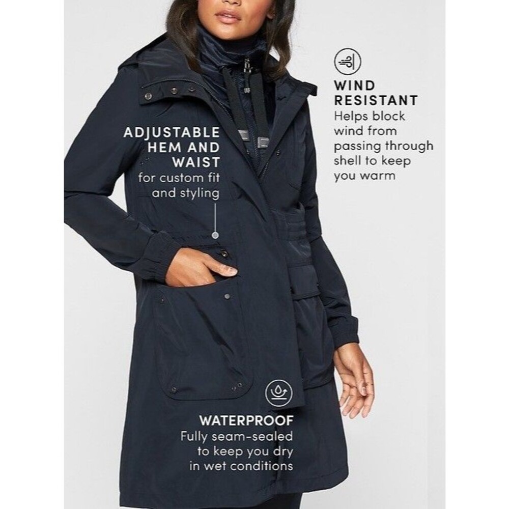 Athleta Size Small fits M Ballard Waterproof Parka Rain Jacket Pockets Hooded j - Picture 2 of 15